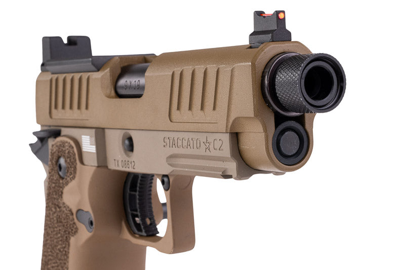 EMG (Army Armament) 6mm Pro Shop Staccato C2 2011 SOC GBB Airsoft w/ Stippling Grip (FDE)