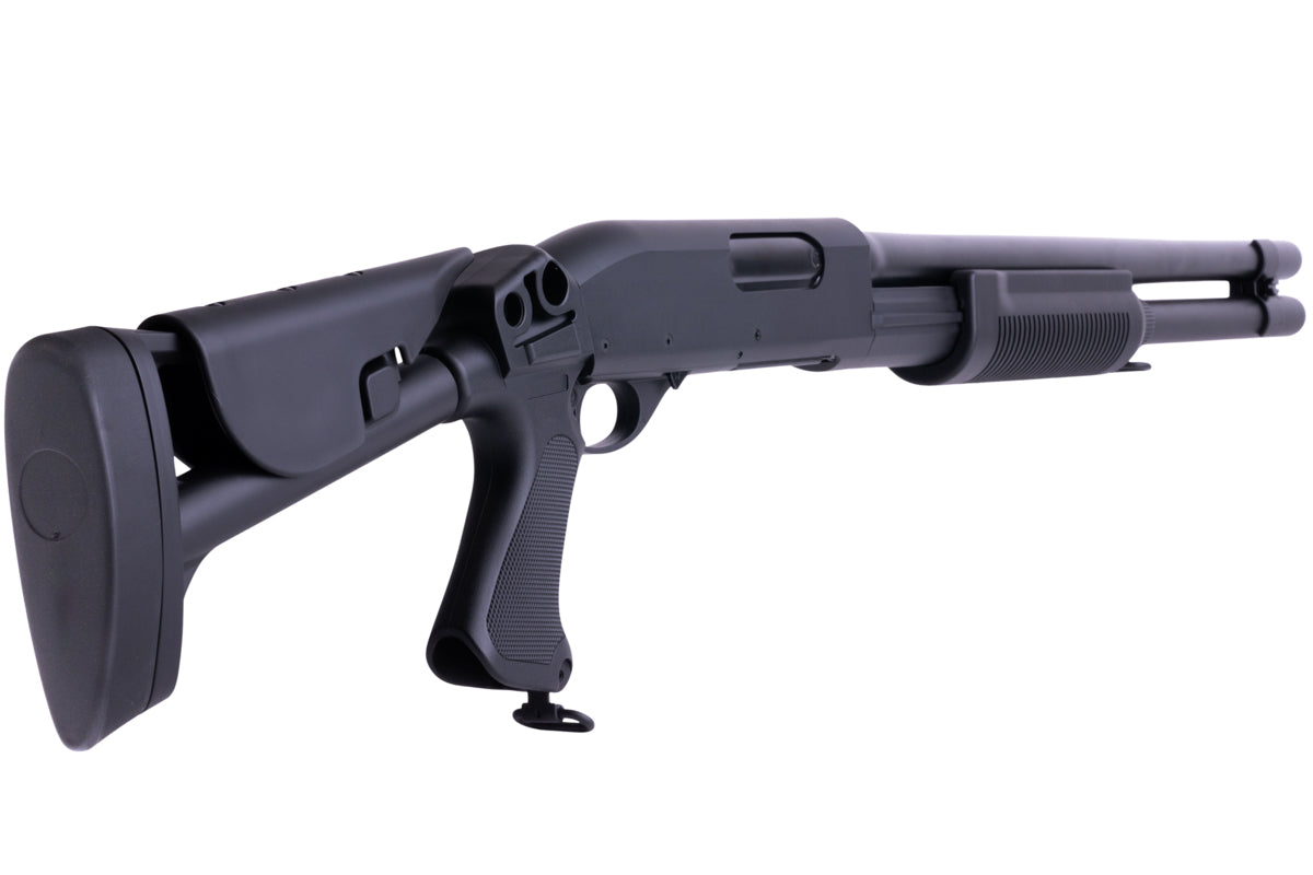 CYMA M870 3-Round Brust Multi-Shot Shell Loading Airsoft Spring Shotgun w/ Retractable Stock (CM353L)