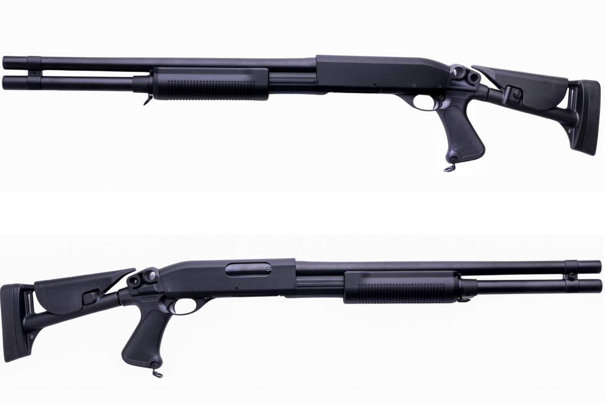 CYMA M870 3-Round Brust Multi-Shot Shell Loading Airsoft Spring Shotgun w/ Retractable Stock (CM353L)