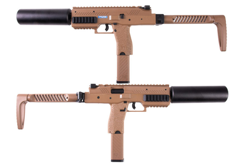 Vorsk VMP-1 GBB Airsoft SMG with 2 Magazines & Suppressor (Tan)