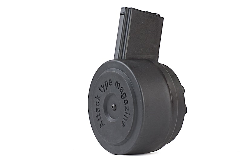 G&P 1500rds Attack Type Auto Winding Drum Magazine for Marui M16 Series (Black)